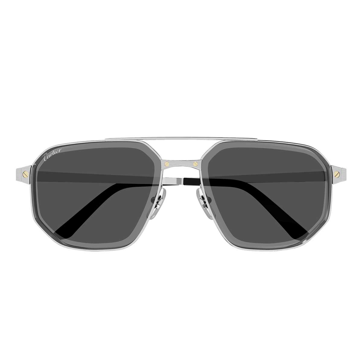 Cartier Occhiali da Sole CT0462S 006 Argento/Grigio Uomo