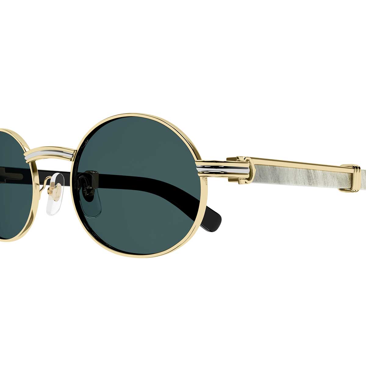 Cartier Occhiali da Sole CT0464S 003 OroBianco/Verde Uomo