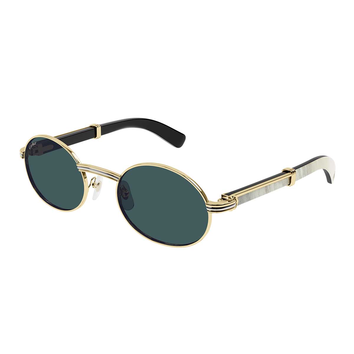 Cartier Occhiali da Sole CT0464S 007 OroBianco/Verde Uomo