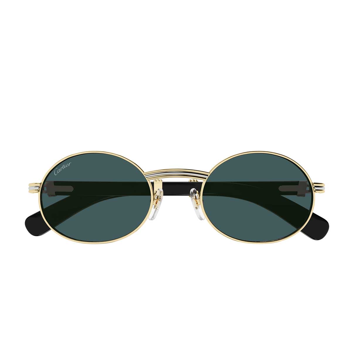 Cartier Occhiali da Sole CT0464S 007 OroBianco/Verde Uomo