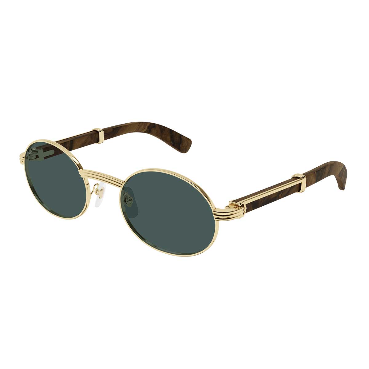 Cartier Occhiali da Sole CT0464S 010 OroMarrone/Verde Uomo