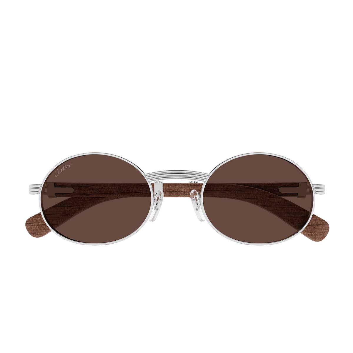 Cartier Occhiali da Sole CT0464S 011 ArgentoMarrone/Marrone Uomo
