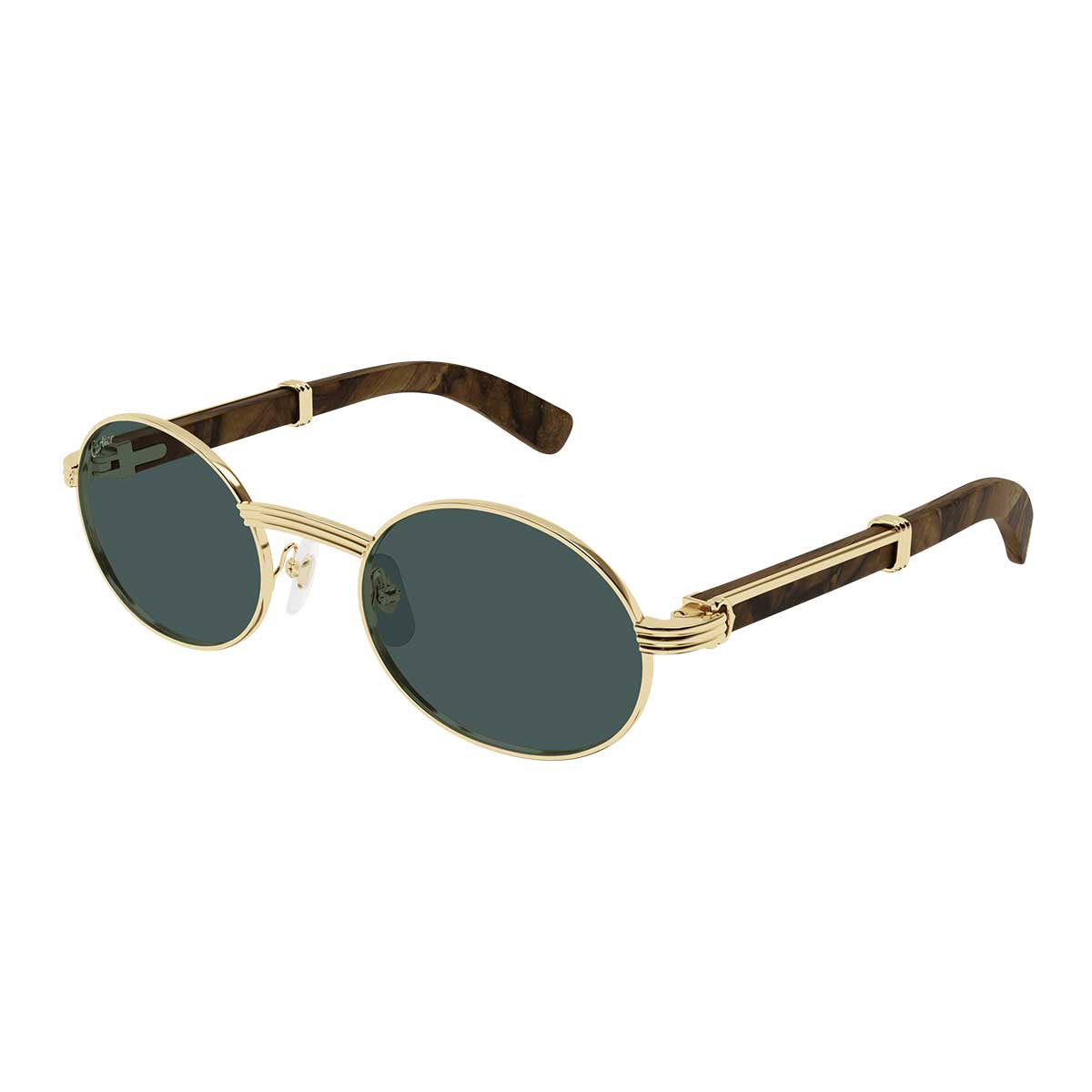 Cartier Occhiali da Sole CT0464S 015 OroMarrone/Verde Uomo