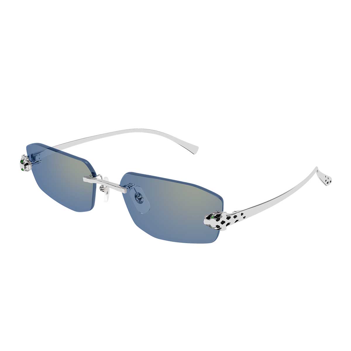 Cartier Occhiali da Sole CT0474S 005 Argento/Azzurro Unisex 2