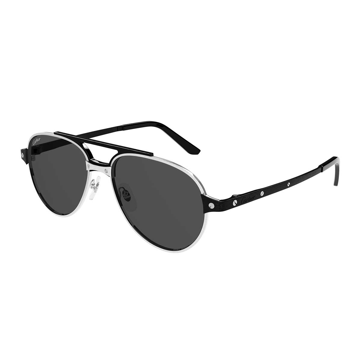 Cartier Occhiali da Sole CT0476S 004 ArgentoNero/Grigio Fumo Uomo Polarizzati 2