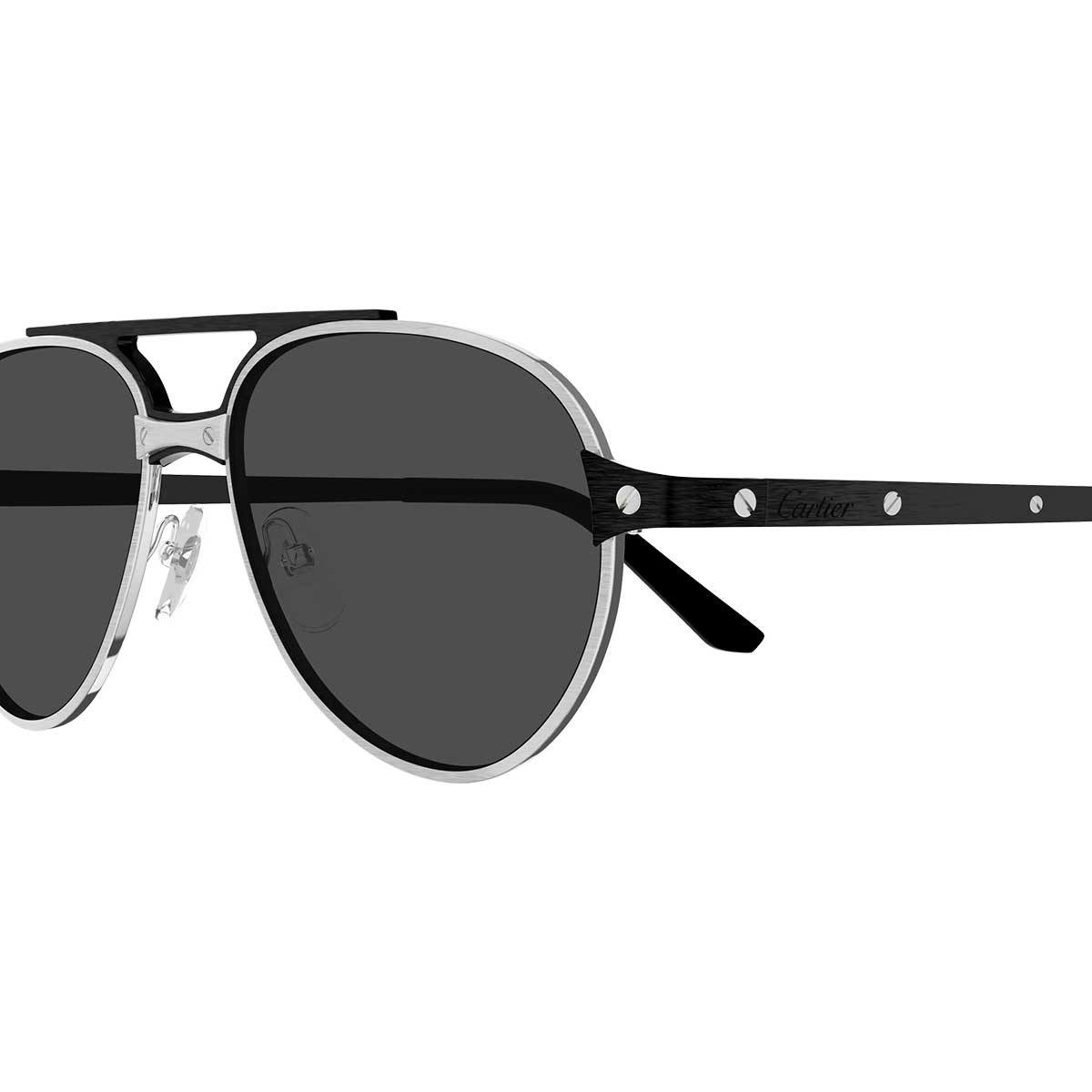 Cartier Occhiali da Sole CT0476S 004 ArgentoNero/Grigio Fumo Uomo Polarizzati 3
