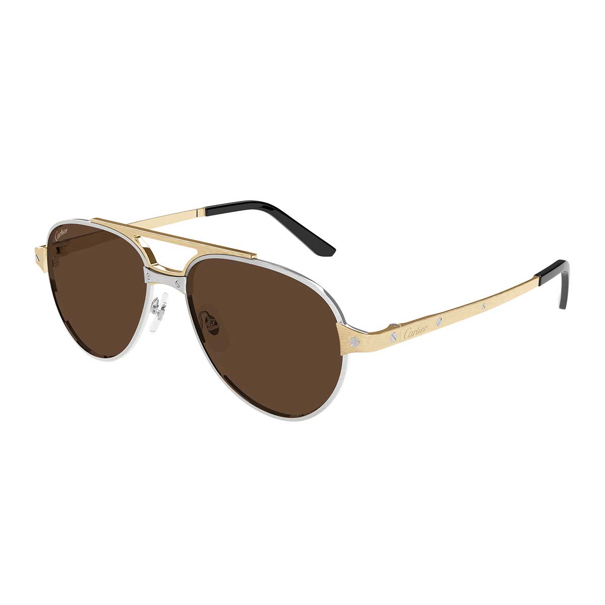 Cartier Occhiali da Sole CT0476S 008 ArgentoOro/Marrone Uomo Polarizzati 2