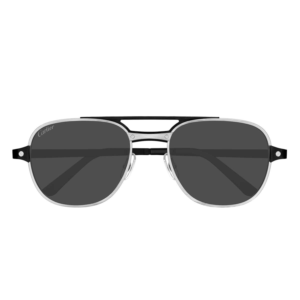 Cartier Occhiali da Sole CT0477S 001 ArgentoNero/Grigio Fumo Uomo Polarizzati