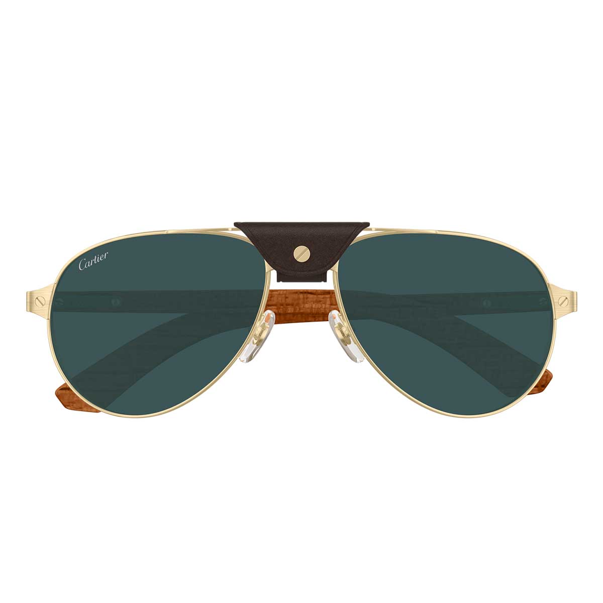 Cartier Occhiali da Sole CT0495S 002 OroMarrone/Verde Uomo Polarizzati