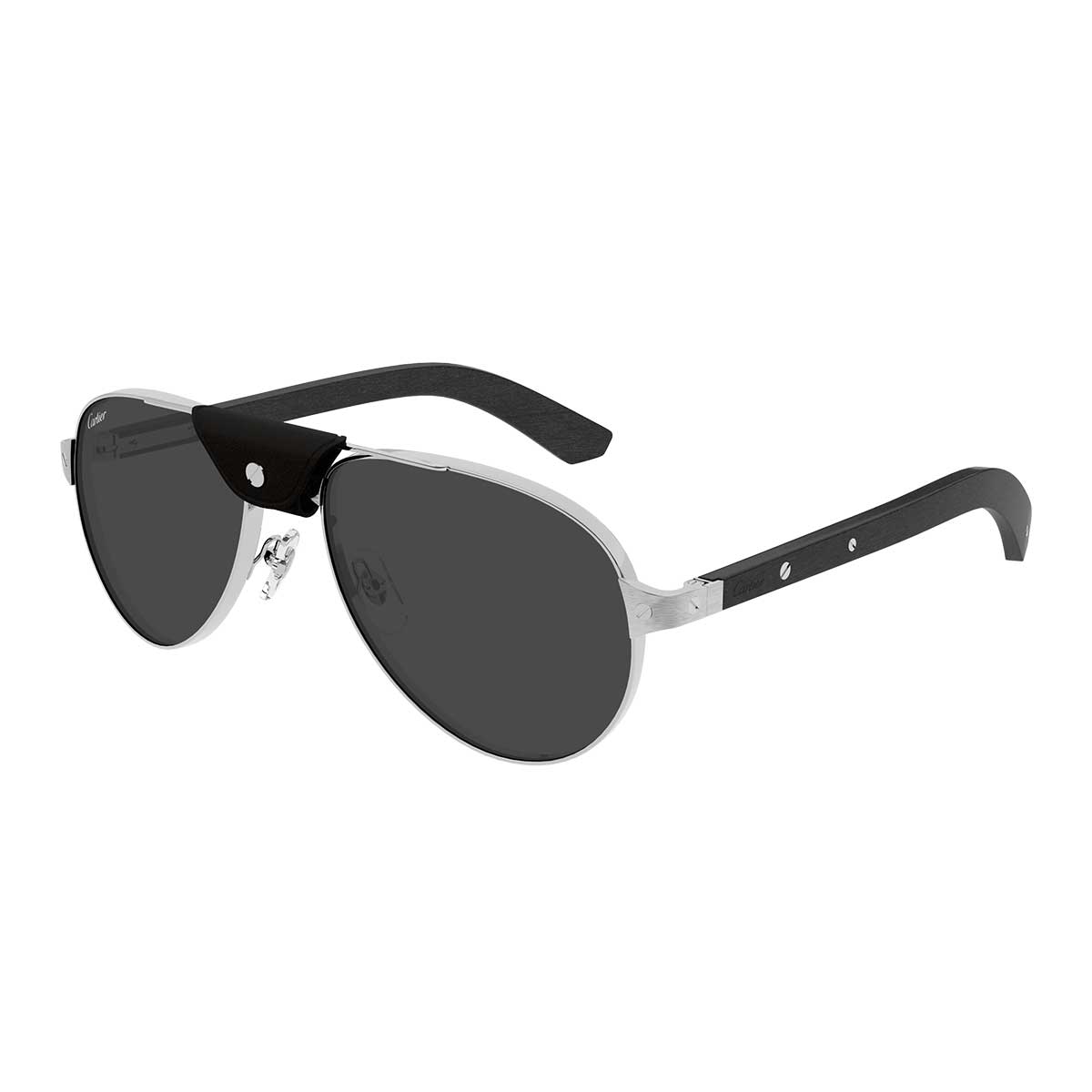 Cartier Occhiali da Sole CT0495S 003 ArgentoNero/Grigio Fumo Uomo Polarizzati 2