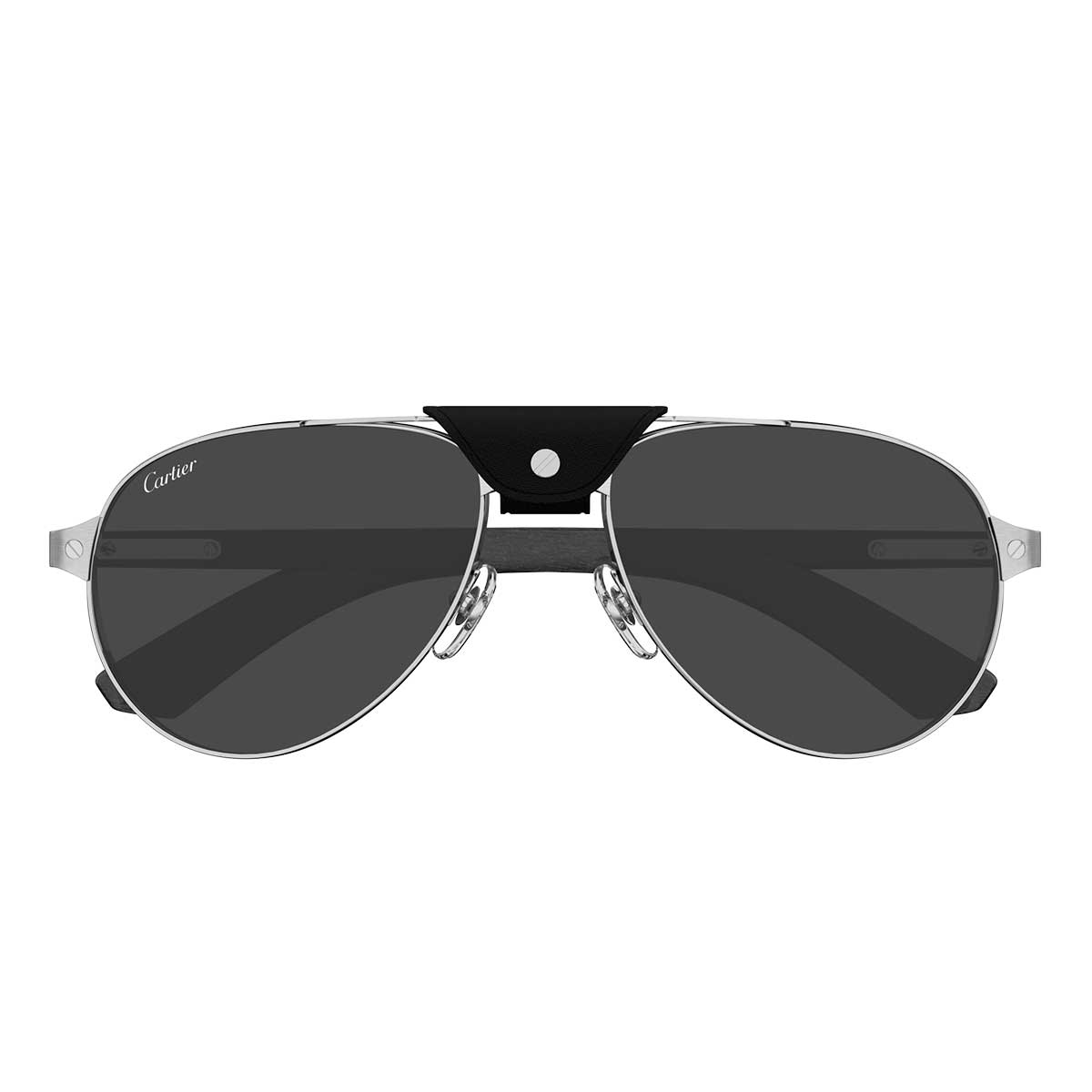 Cartier Occhiali da Sole CT0495S 003 ArgentoNero/Grigio Fumo Uomo Polarizzati