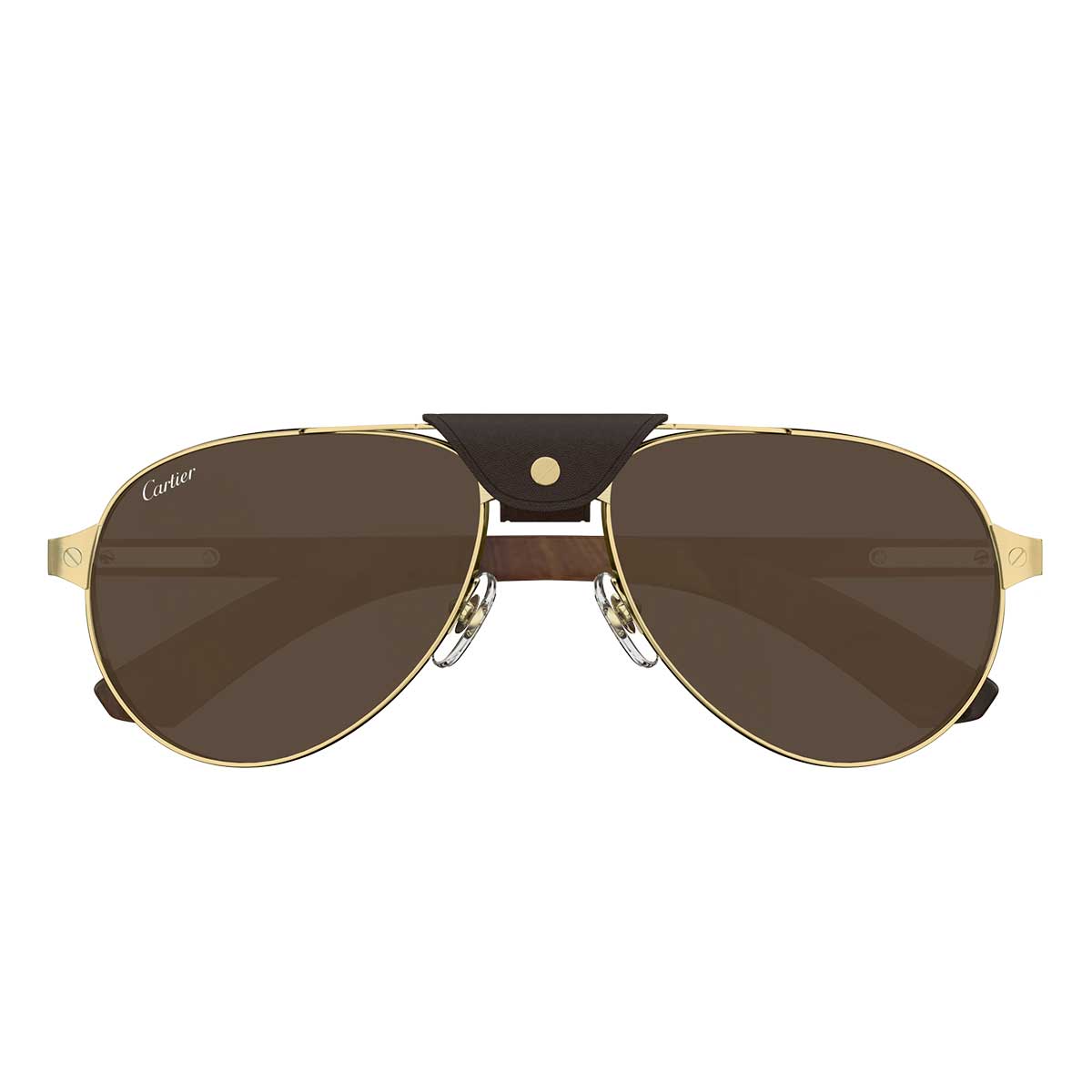 Cartier Occhiali da Sole CT0495S 004 OroMarrone/Marrone Uomo Polarizzati