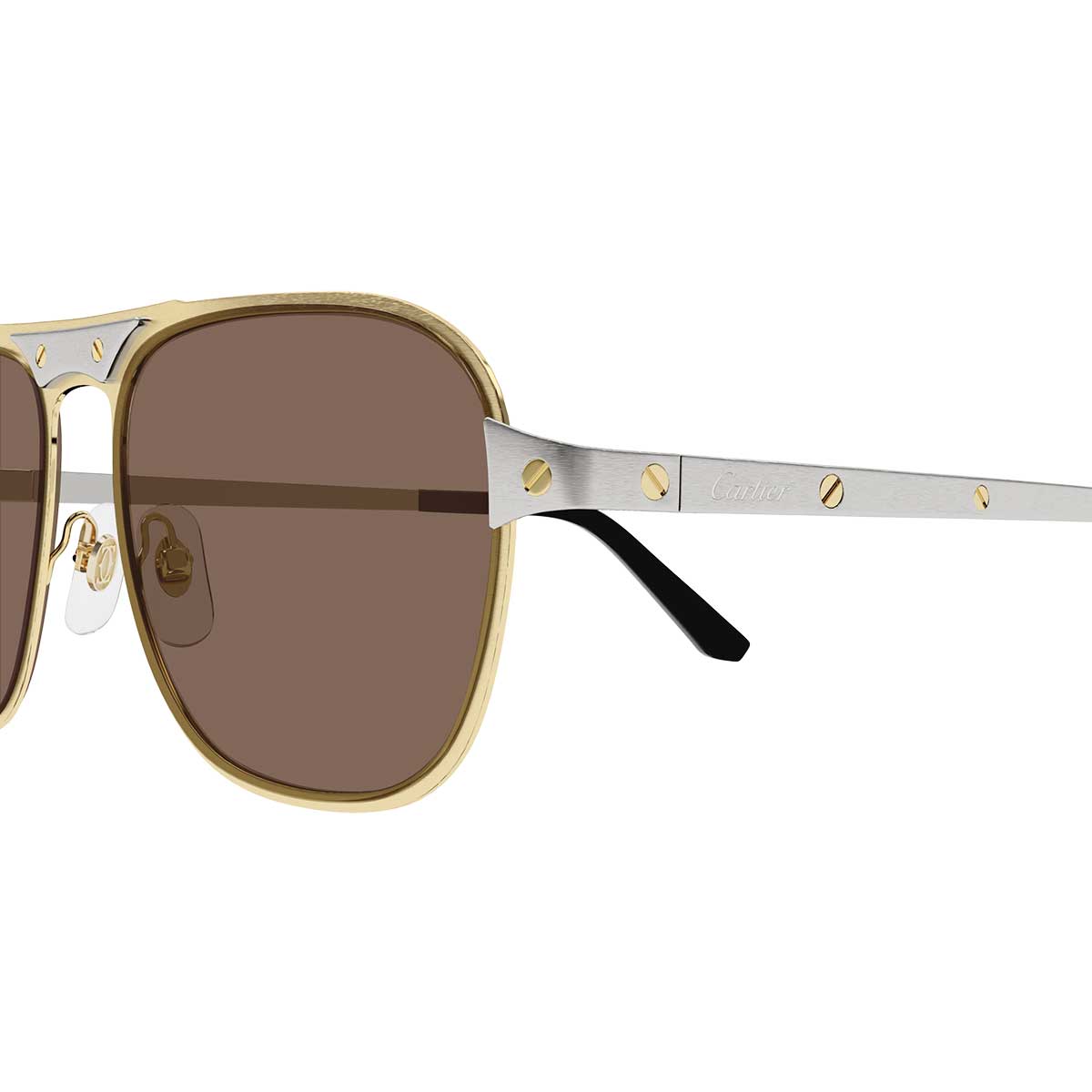 Cartier Occhiali da Sole CT0532S 004 OroArgento/Marrone Uomo 3
