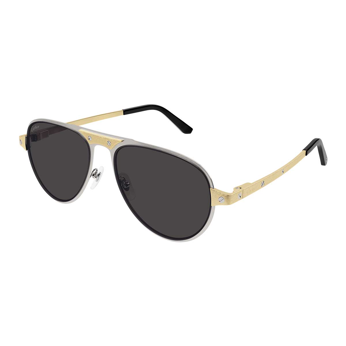 Cartier Occhiali da Sole CT0533S 001 ArgentoOro/Grigio Uomo 2