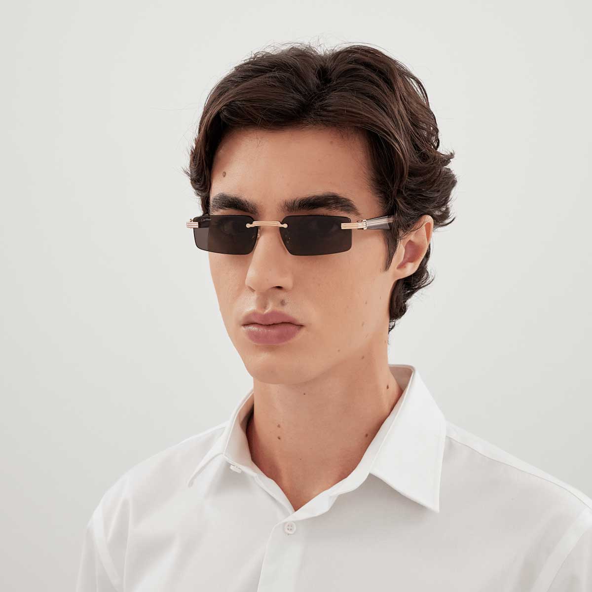 Cartier Occhiali da Sole CT0537S 001 OroGrigio/Grigio Uomo 4