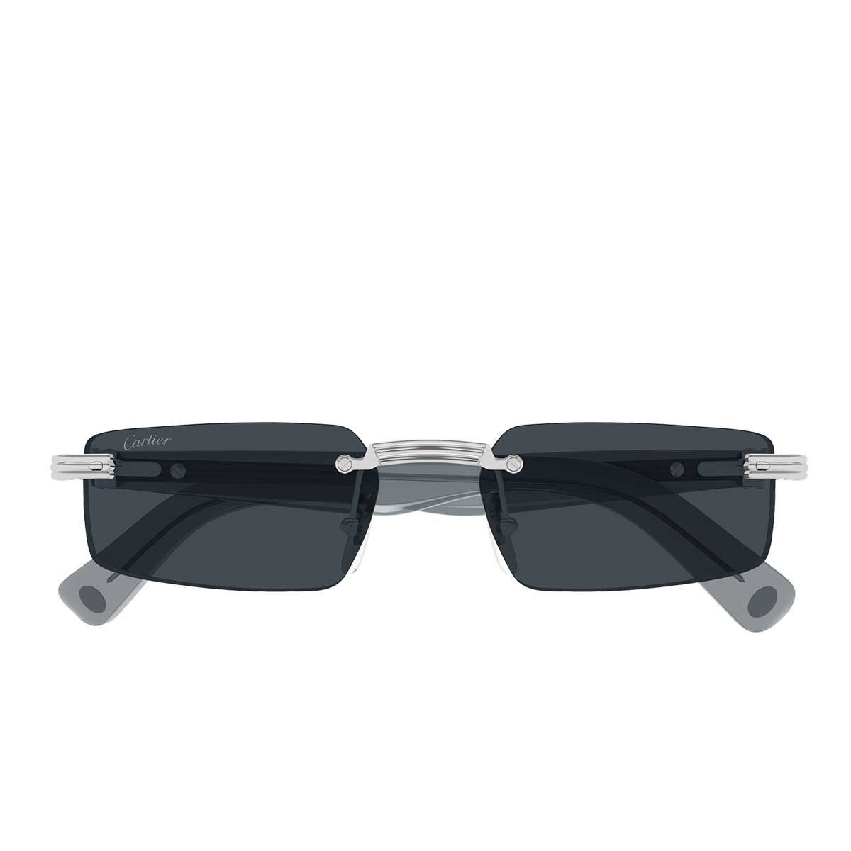 Cartier Occhiali da Sole CT0537S 003 ArgentoBlu/Grigio Uomo