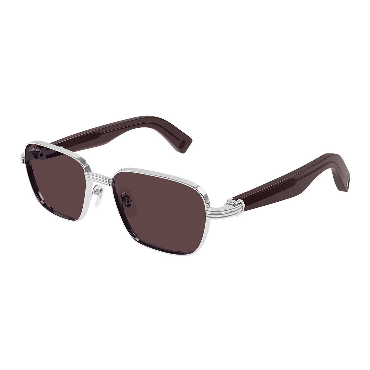 Cartier Occhiali da Sole CT0538S 004 ArgentoViola/Marrone Uomo 2