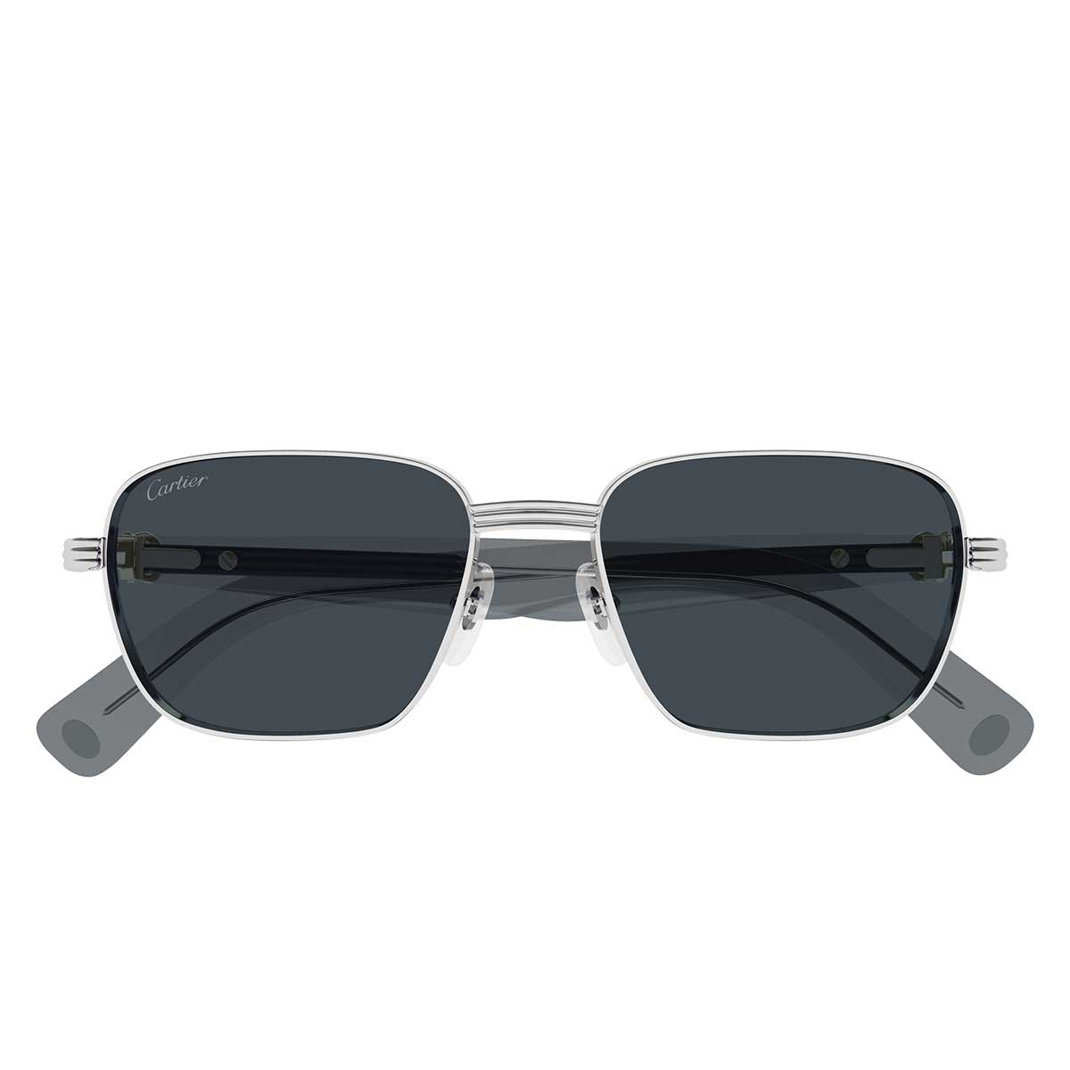 Cartier Occhiali da Sole CT0538S 008 ArgentoBlu/Grigio Uomo