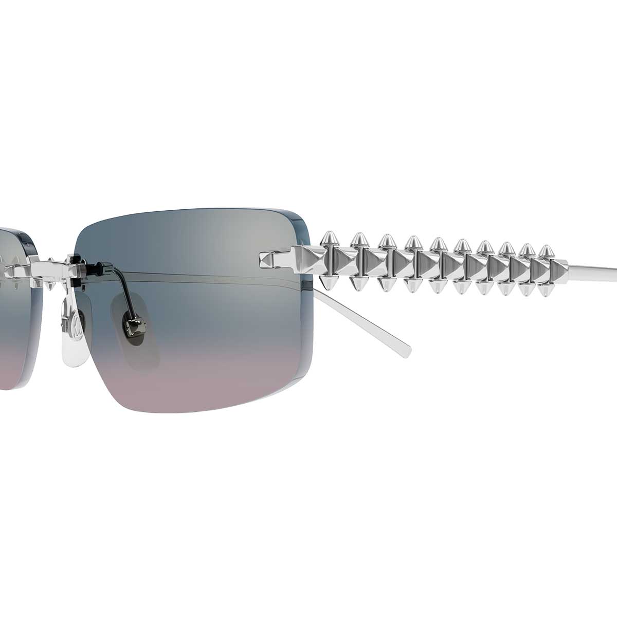Cartier Occhiali da Sole CT0544S 005 Argento/Azzurro Unisex 3