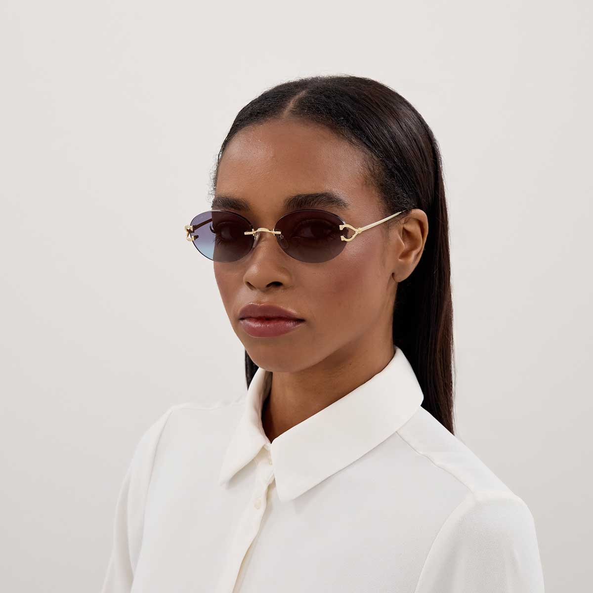 Cartier Occhiali da Sole CT0551S 008 Oro/Viola Unisex