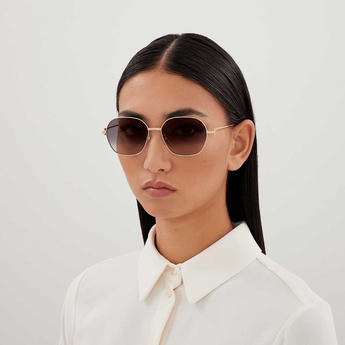 Cartier Occhiali da Sole CT0569SA 001 Oro/Grigio Donna 4