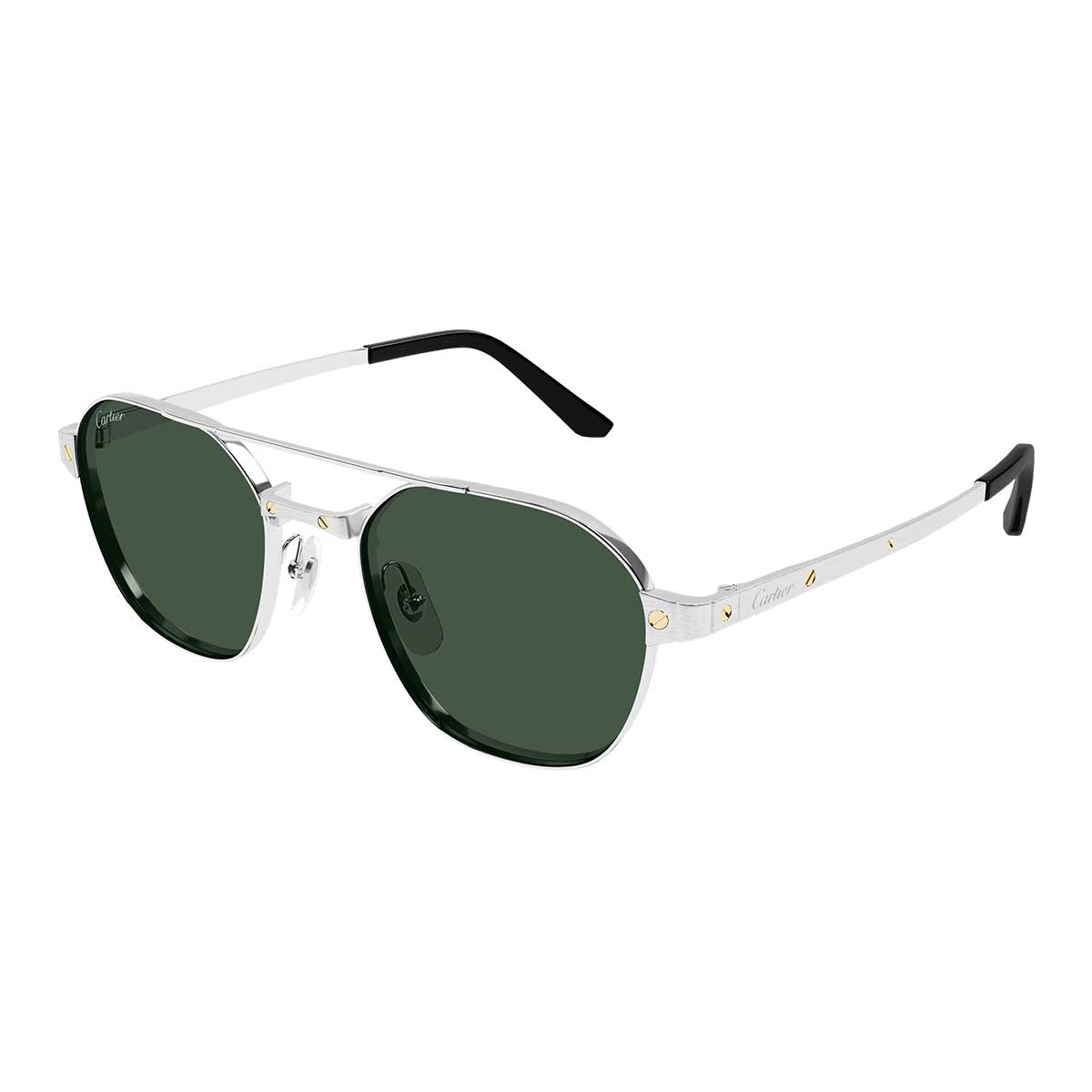 Cartier Occhiali da Sole CT0571S 003 Argento/Verde Uomo Polarizzati 2