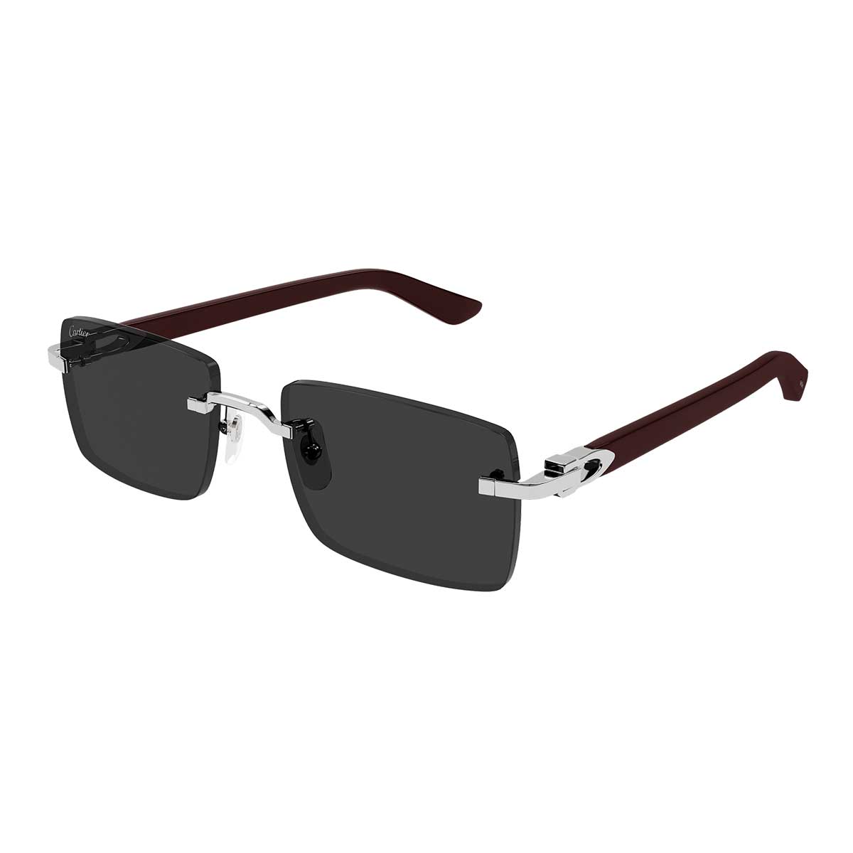 Cartier Occhiali da Sole CT0579S 002 ArgentoBurgundy/Grigio Fumo Uomo 2