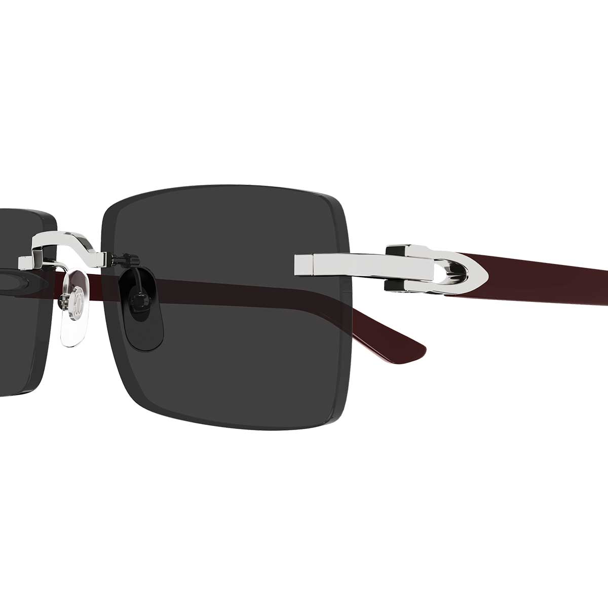 Cartier Occhiali da Sole CT0579S 002 ArgentoBurgundy/Grigio Fumo Uomo 3