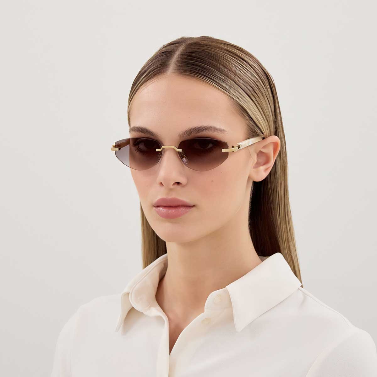 Cartier Occhiali da Sole CT0580S 003 OroAvorio/Grigio Donna 4