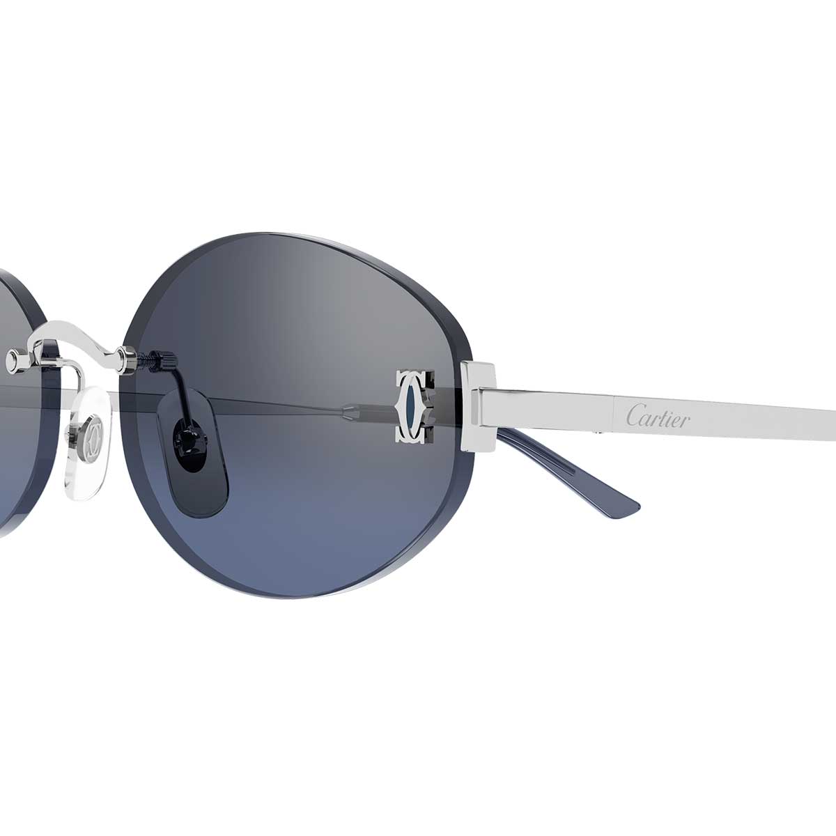 Cartier Occhiali da Sole CT0592S 005 Argento/Blu Unisex 3