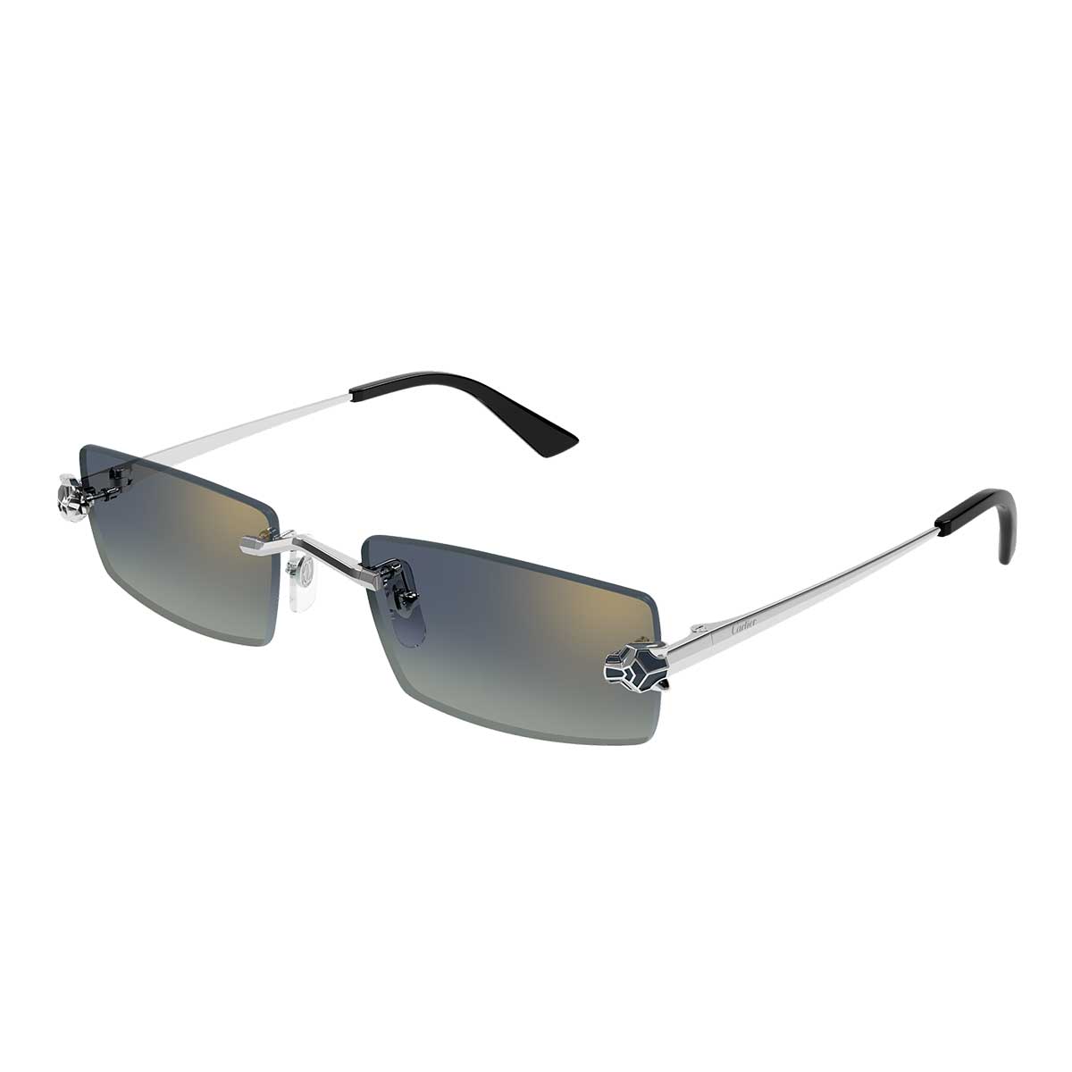 Cartier Occhiali da Sole CT0598S 003 Argento/Blu Unisex
