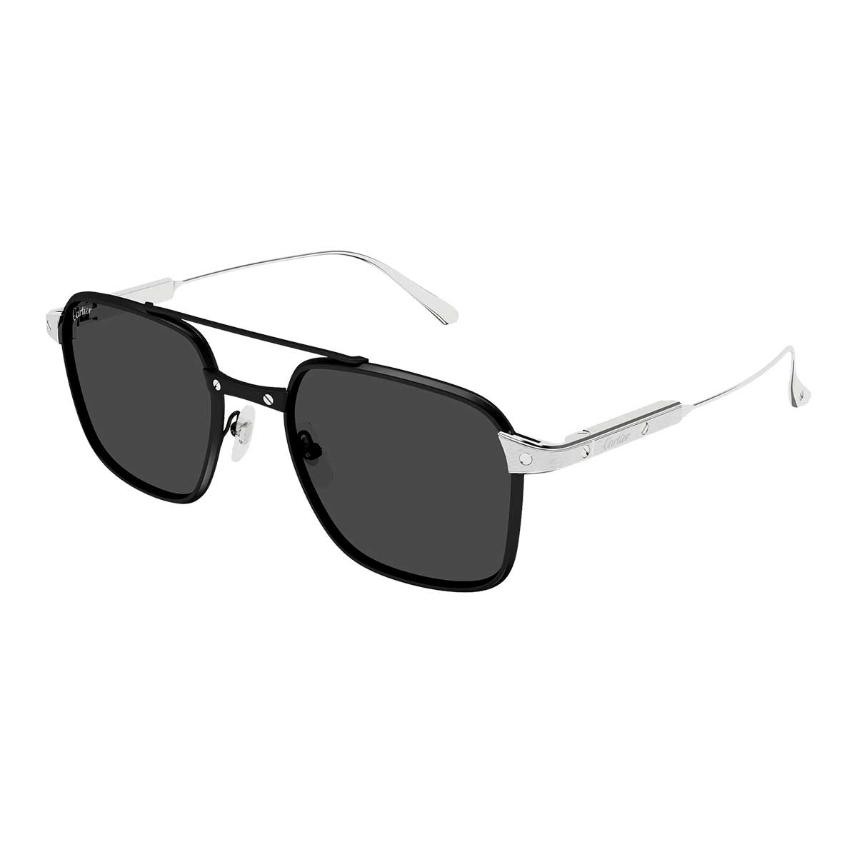 Cartier Occhiali da Sole CT0610S 001 NeroArgento/Grigio Fumo Uomo Polarizzati 2