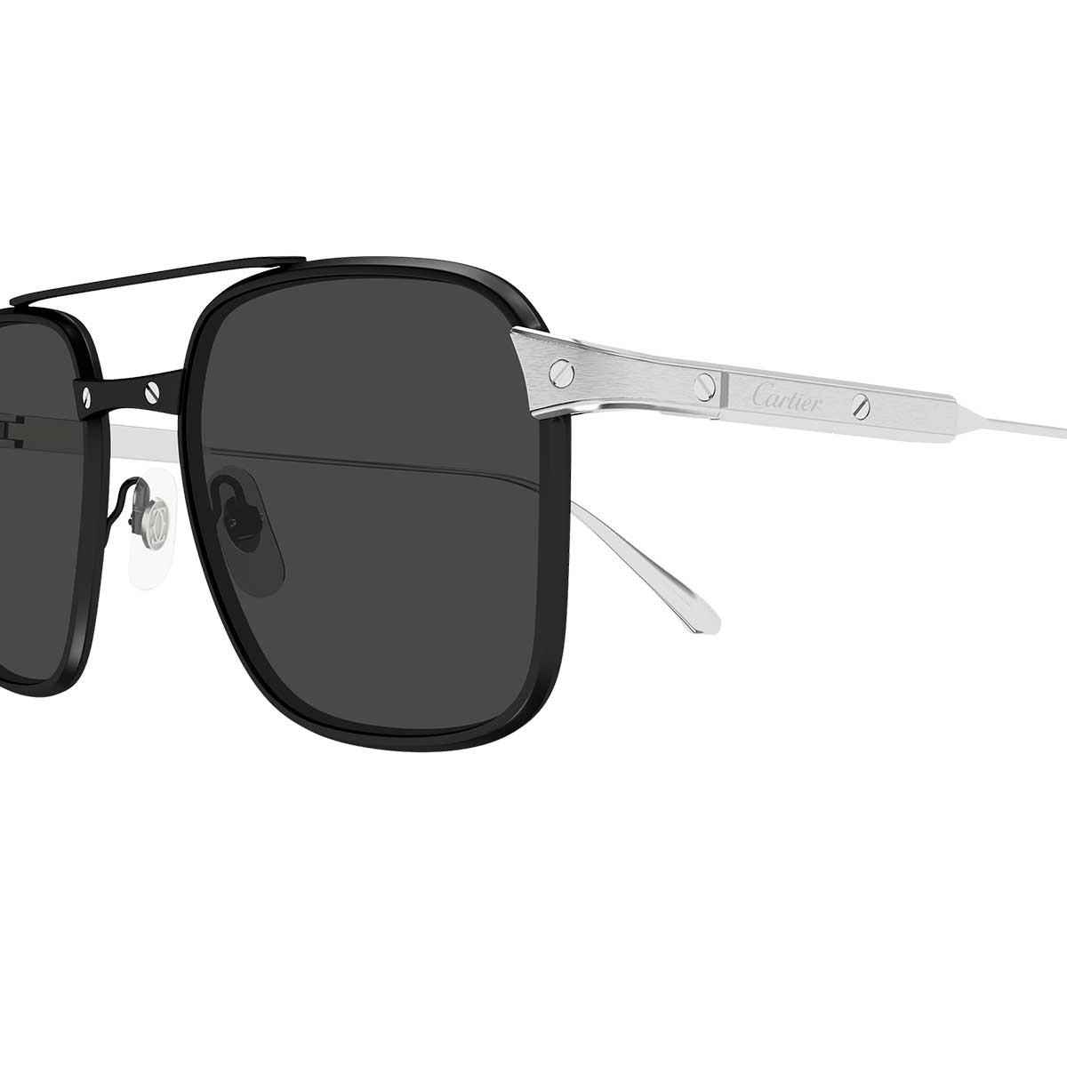 Cartier Occhiali da Sole CT0610S 001 NeroArgento/Grigio Fumo Uomo Polarizzati 3