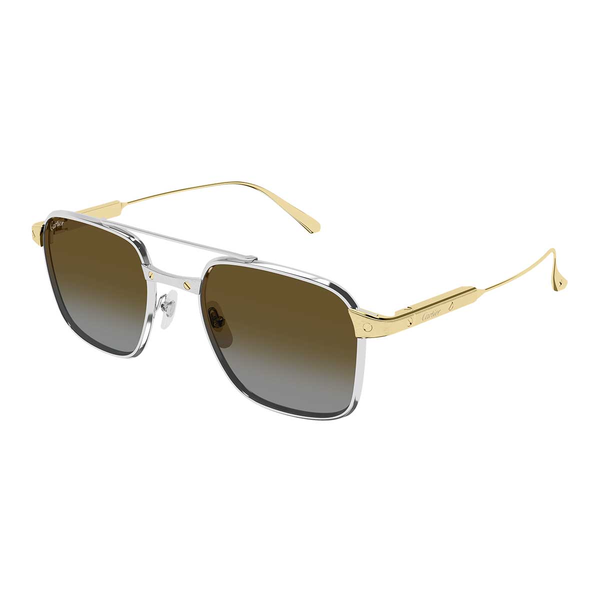 Cartier Occhiali da Sole CT0610S 003 ArgentoOro/Marrone Uomo
