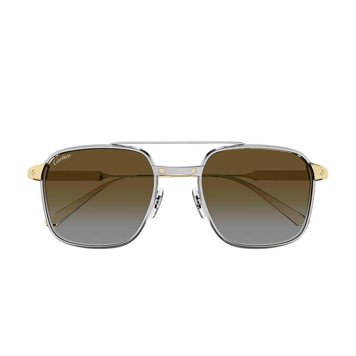 Cartier Occhiali da Sole CT0610S 003 ArgentoOro/Marrone Uomo Polarizzati