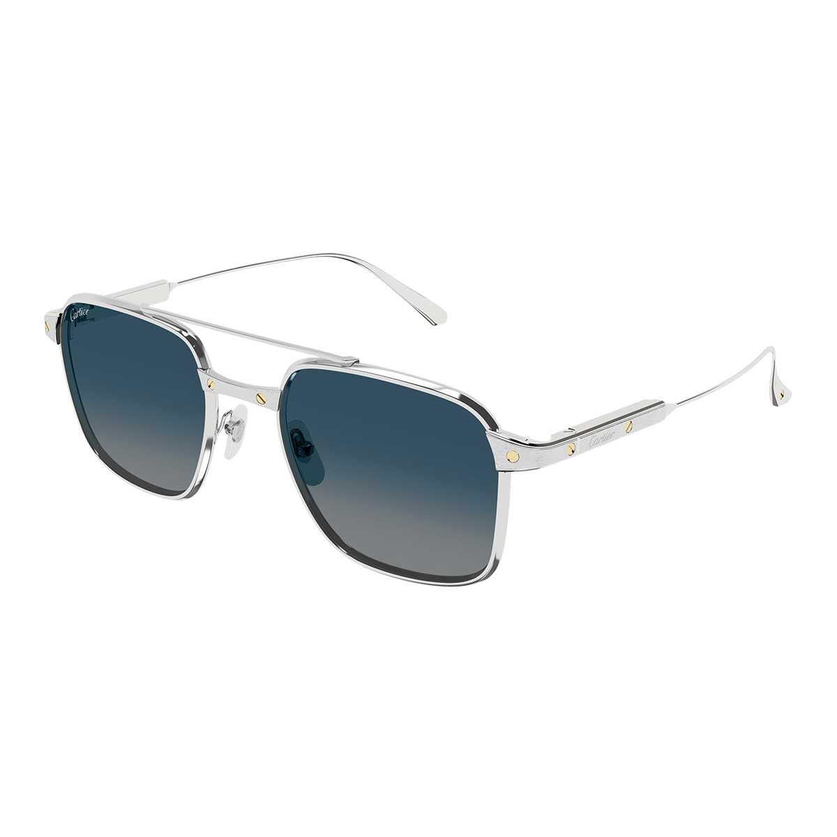 Cartier Occhiali da Sole CT0610S 004 Argento/Blu Uomo