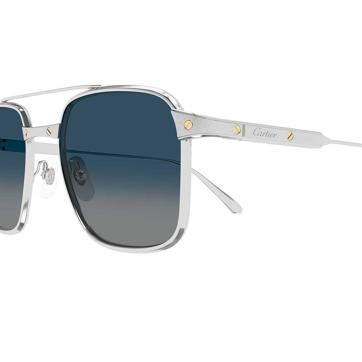 Cartier Occhiali da Sole CT0610S 004 Argento/Blu Uomo