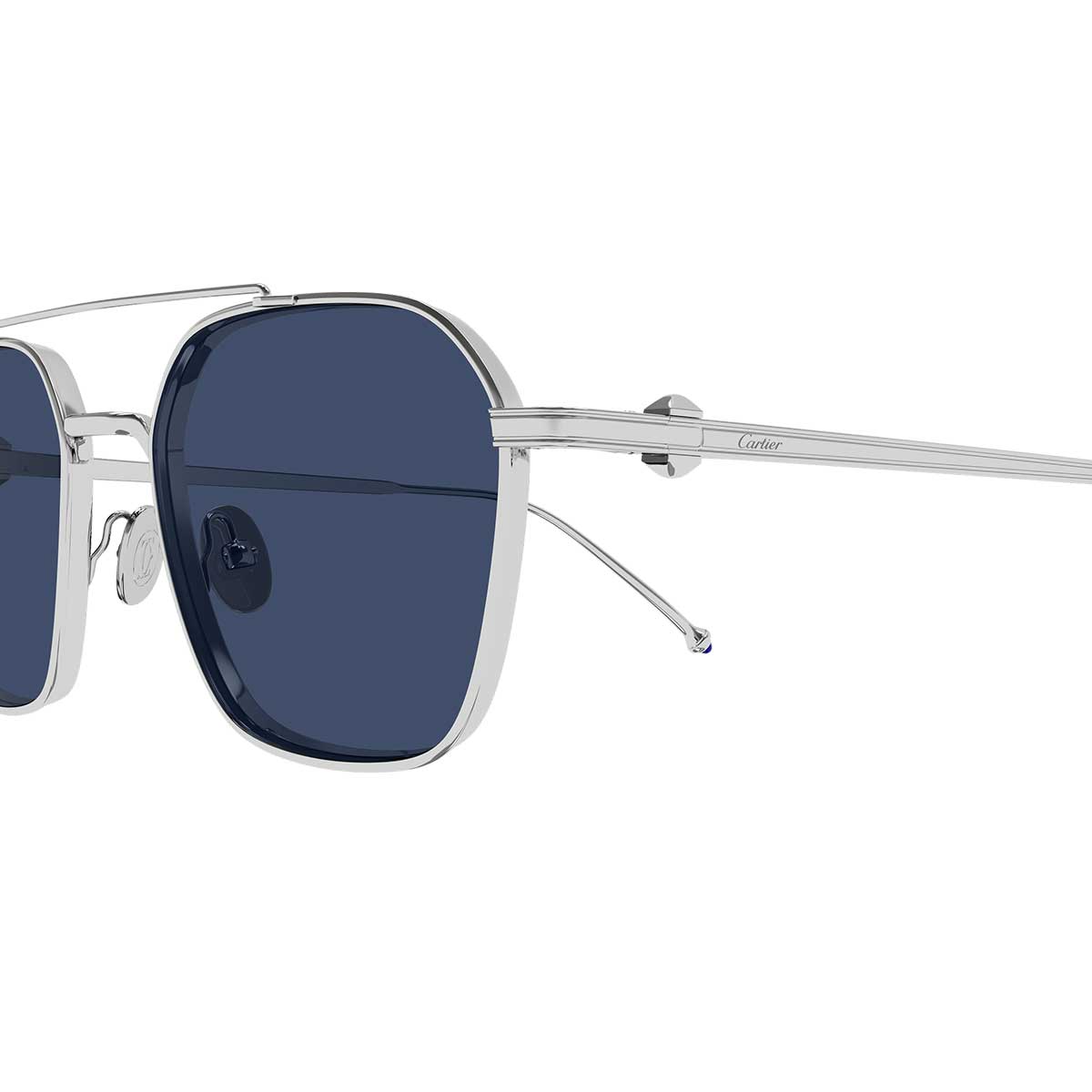 Cartier Occhiali da Sole CT0618S 002 Argento/Blu Uomo