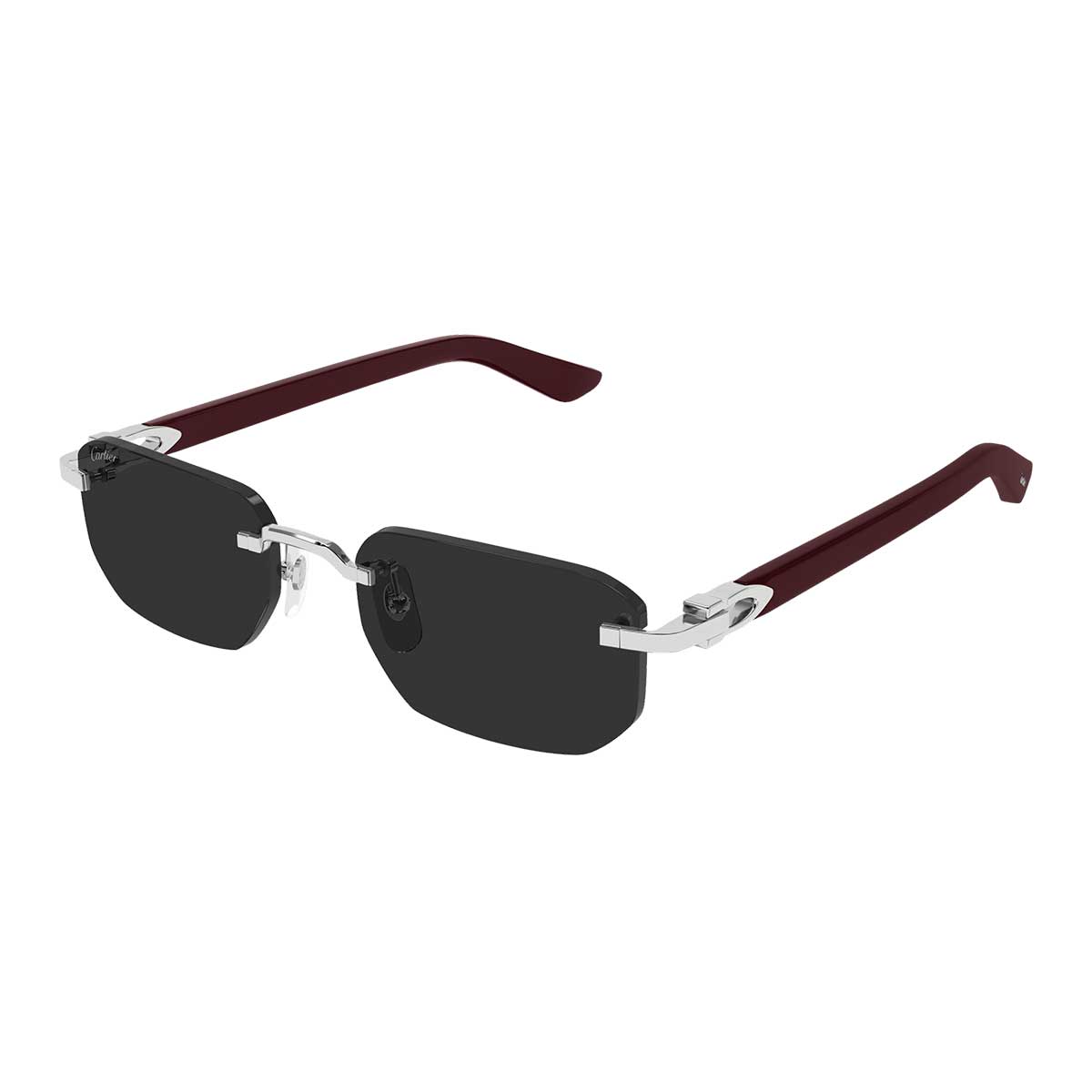Cartier Occhiali da Sole CT0622S 002 ArgentoBurgundy/Grigio Fumo Uomo