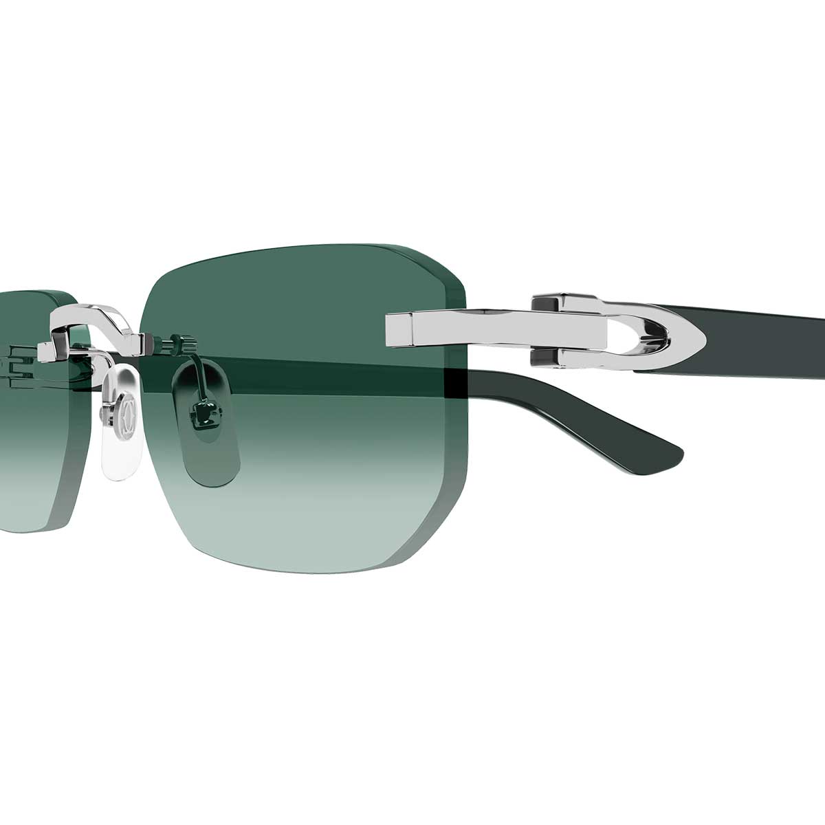 Cartier Occhiali da Sole CT0622S 003 ArgentoVerde/Verde Uomo