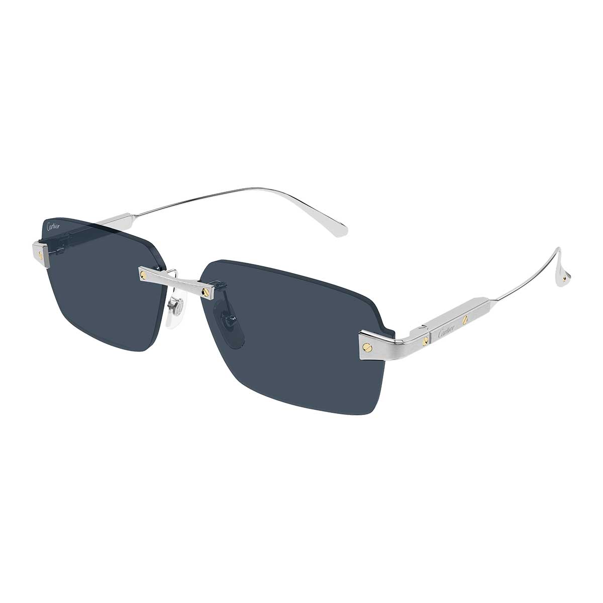 Cartier Occhiali da Sole CT0652S 002 Argento/Blu Uomo 2