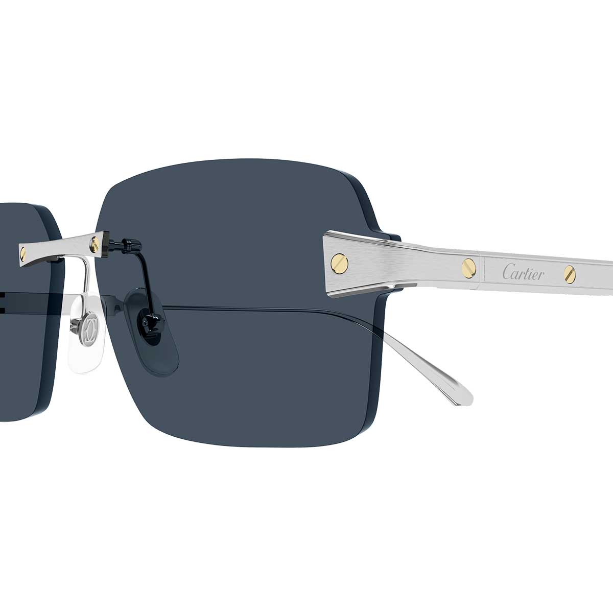 Cartier Occhiali da Sole CT0652S 002 Argento/Blu Uomo 3