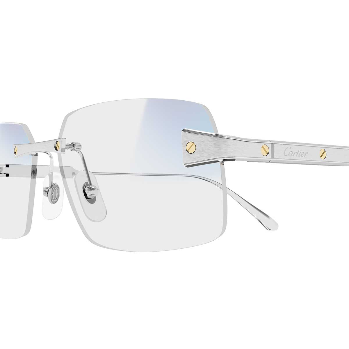 Cartier Occhiali da Sole CT0655S 001 Argento/Trasparente Uomo Fotocromatici