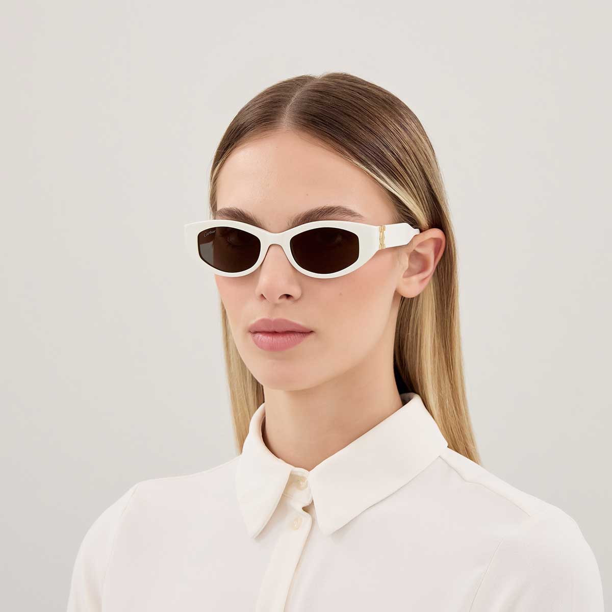 Cartier Occhiali da Sole CT0667S 004 Bianco/Grigio Donna 4