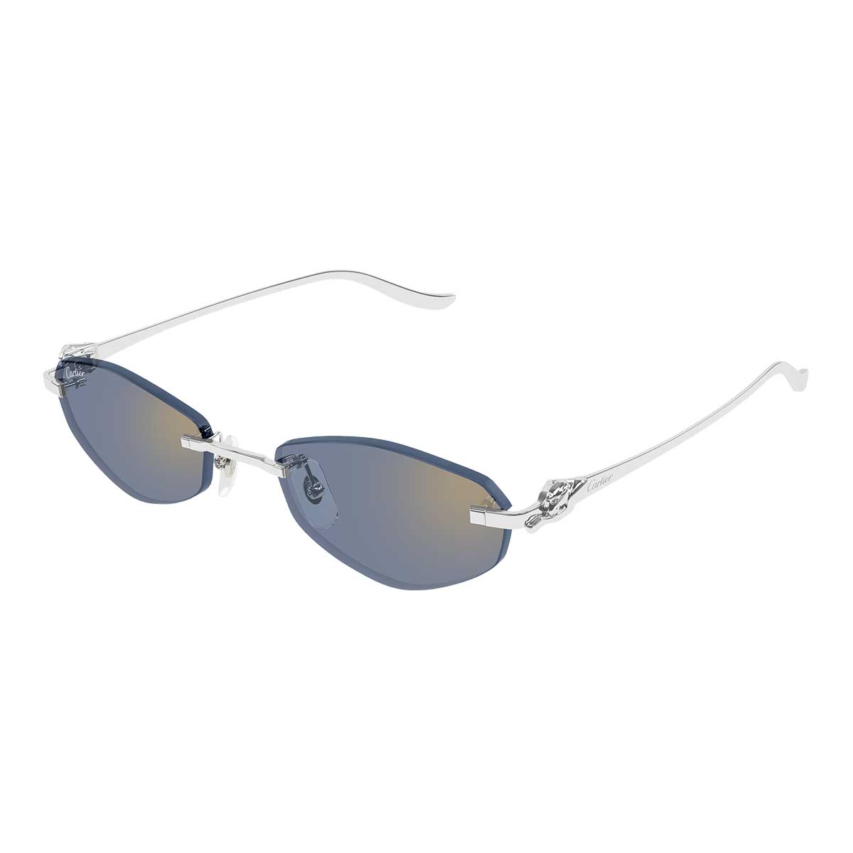 Cartier Occhiali da Sole CT0675S 005 Argento/Azzurro Unisex