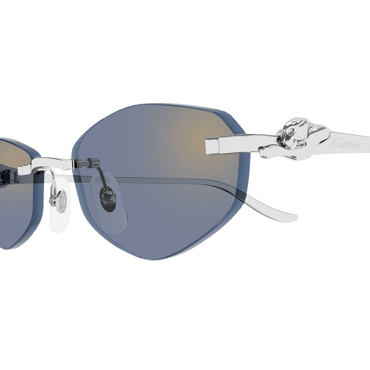 Cartier Occhiali da Sole CT0675S 005 Argento/Azzurro Unisex