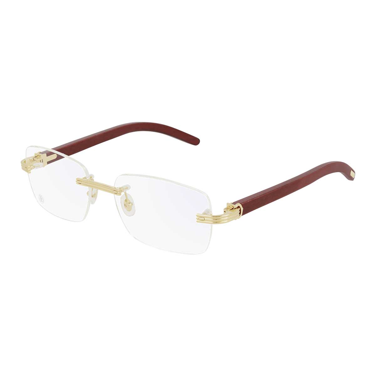 Cartier Occhiali da Vista CT0286O 004 OroBurgundy/Trasparente Uomo