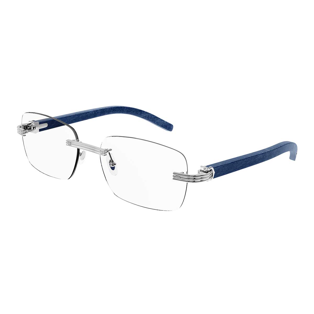 Cartier Occhiali da Vista CT0286O 005 ArgentoBlu/Trasparente Uomo
