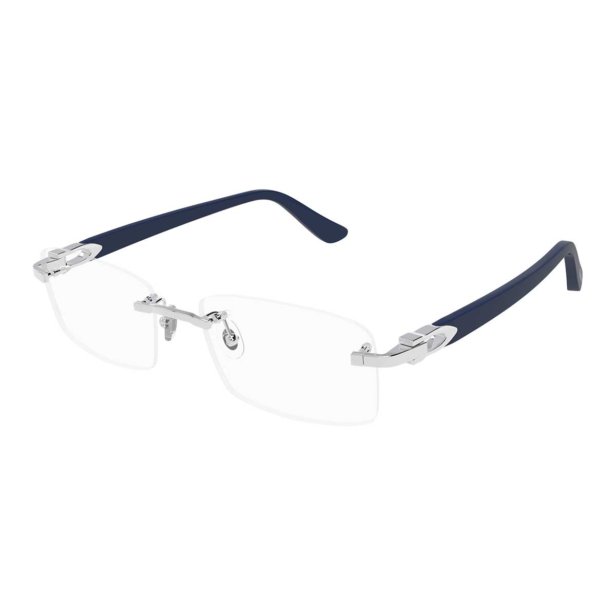 Cartier Occhiali da Vista CT0287O 010 ArgentoBlu/Trasparente Uomo