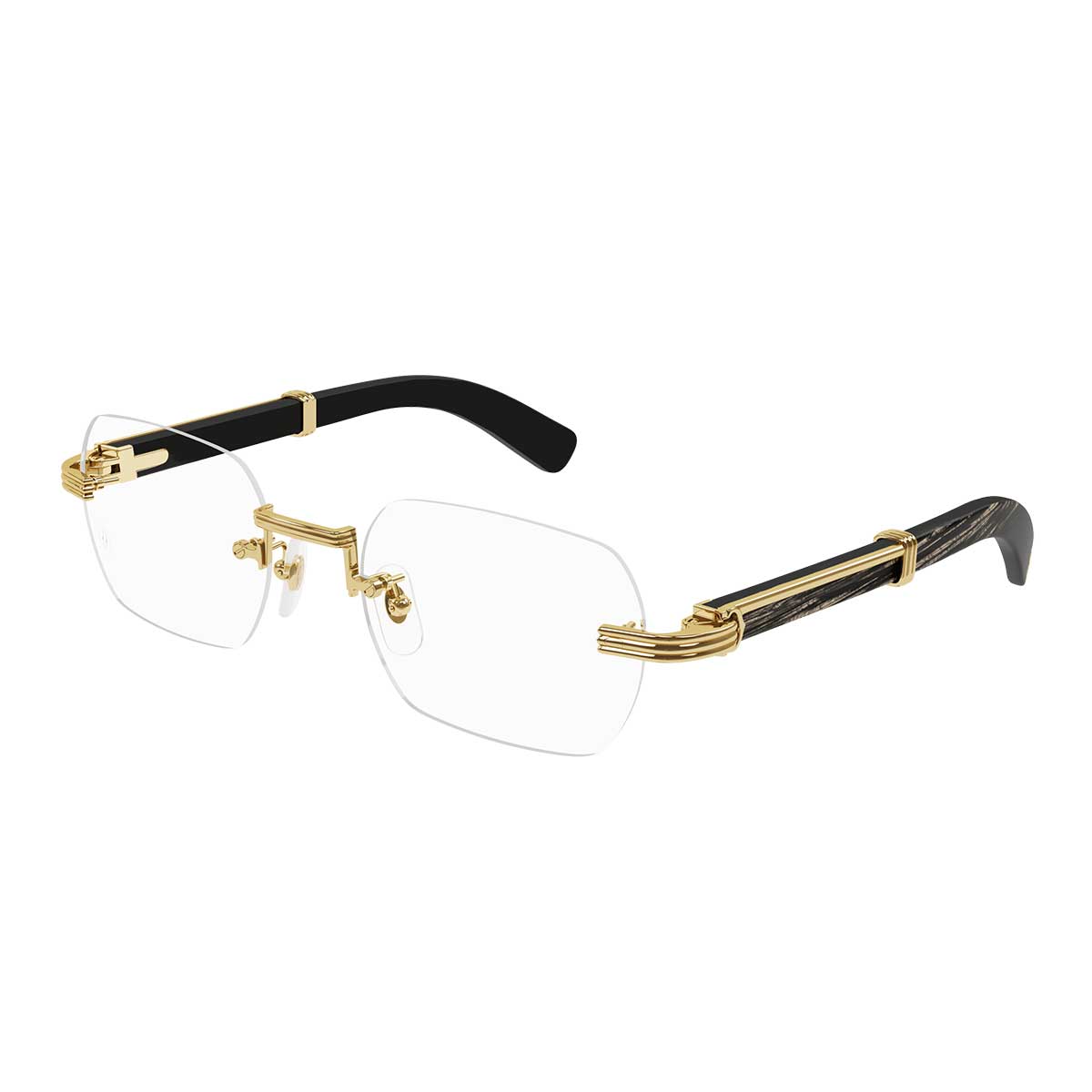 Cartier Occhiali da Vista CT0377O 001 OroNero/Trasparente Uomo